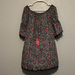 Floral Black and Pink Women's Dress
